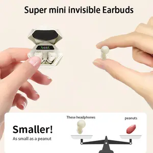 MSHUKCOE Wireless Bluetooth 5.4 In-Ear Sleep Earbuds,Ultra Small Hidden Earphones,Soundproof Headphones,4 Hours Playtime, Fast Charging, Side Sleepers Comfortable, Waterproof,for Work,for Small Ear Canals