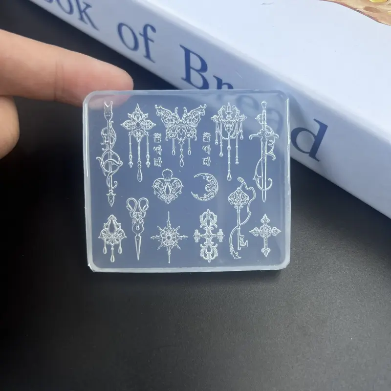 European Retro Baroque Butterfly Cross Nail Design Silicone Mold Nail Art Supplies