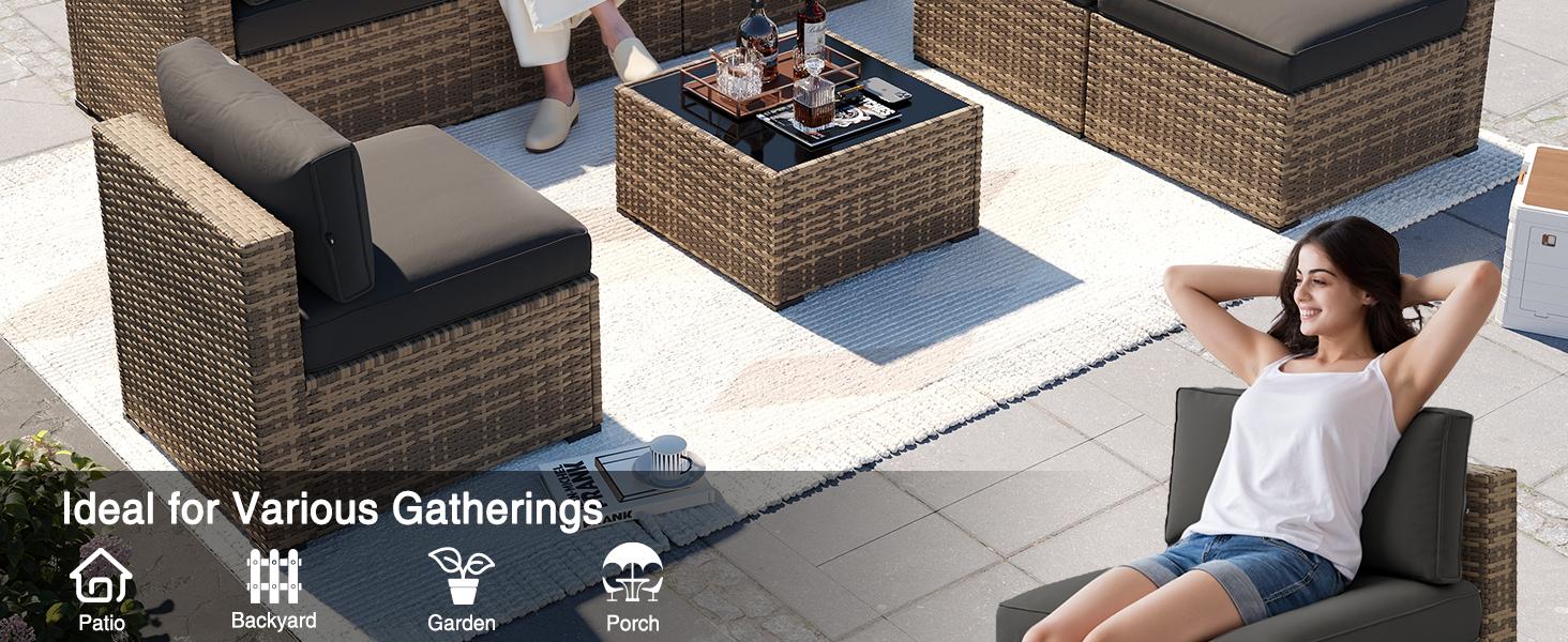 【2 Packages Shipping】Aoxun Patio Furniture Sets, 7-Piece Outdoor Patio Furniture with Thick Cushions, Wicker Outdoor Conversation Set Sectional Sofa for Backyard, Poolside, Garden 【2 Packages Shipping】Aoxun Patio Furniture Sets, 7-Piece Outdoor Patio Furniture with Thick Cushions, Wicker Outdoor Conversation Set Sectional Sofa for Backyard, Poolside, Garden