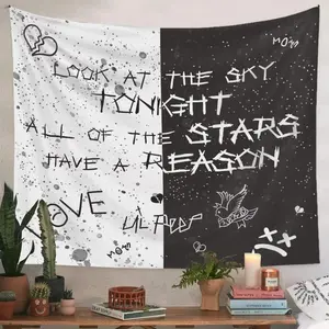 Rapper Wall Tapestry Lil Peep Tapestry Juice World Black and White Star Tapestry for Bedroom Use Decor y2k room decor