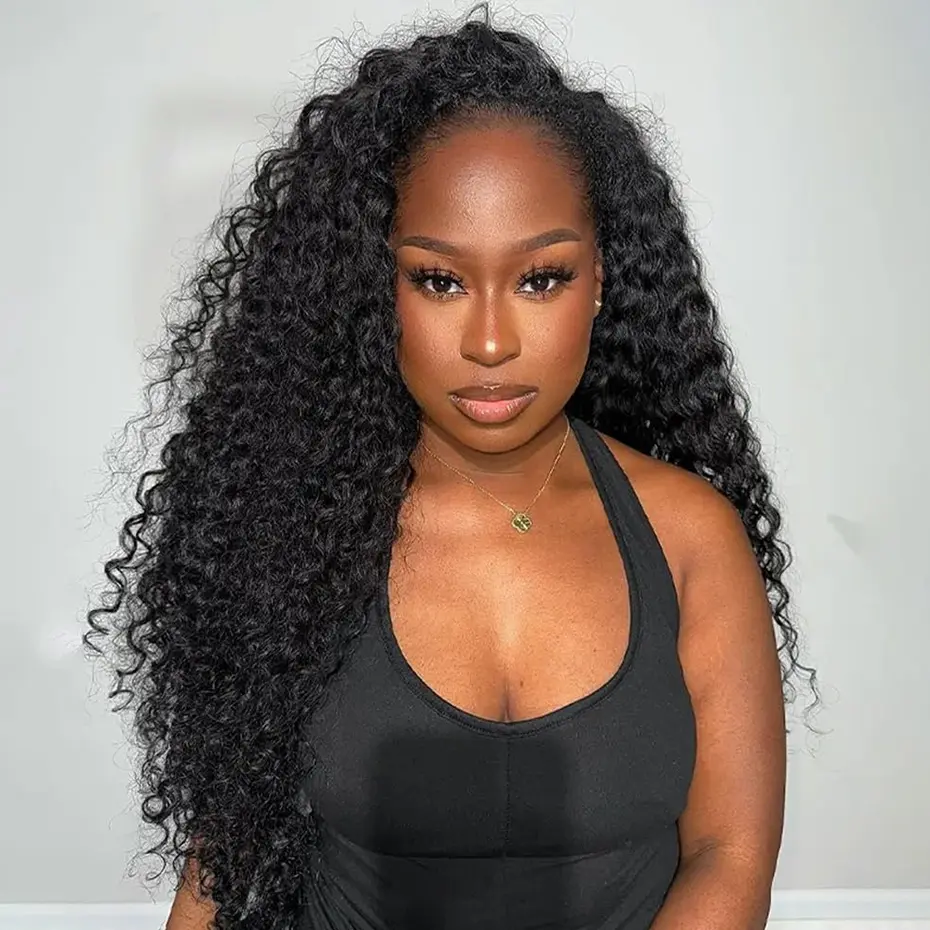 [3 In 1 Half Wig] Bling Hair Half Wig Human Hair Water Wave Human Hair Glueless Wigs Seamless Clip Ins Flip Over Wear and Go Wig Invisible Hairline Beginner Friendly #DealsForYouDays #TikTokShopBackToSchool