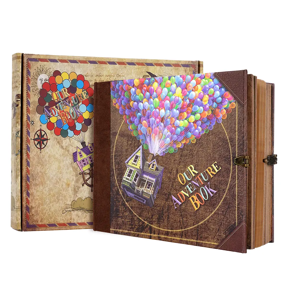 Our Adventure Book Vintage Style Scrapbooking Photo Album - Craft Paper Balloon Cover, Embossed Letters, Advanced Ink Printing Technology, Adventure-Themed Travel Diary, Anniversary Gift for Him, Home Decor Accessory, Colleagues