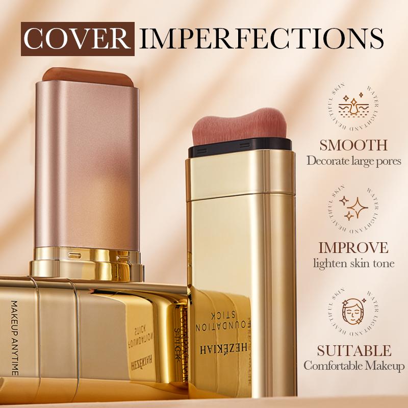 Dual-Ended Foundation Concealer Stick, Dual-ended with Built-in Brush, Makeup Anytime,Moisturizing & Lightweight