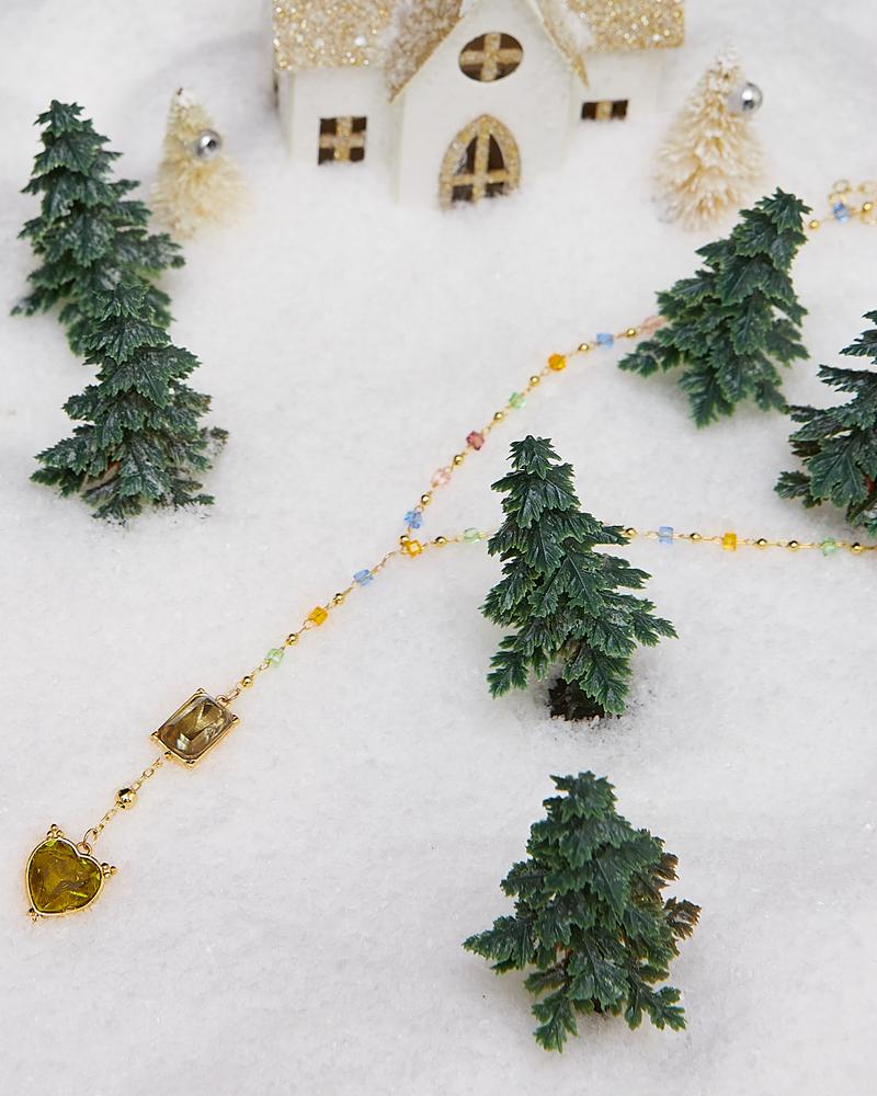 en route Celestial Lariat Necklace in Gold, Chic Colorful Stone Jewelry in Lariat Style, Versatile Jewelry for Layering, Everyday Wear or Statement Styling