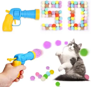 50pcs Cat Pom Pom Balls with 1 Launcher • Interactive Cat Toys for Indoor Play • Fun Exercise Toys for Kittens & Adult Cats • Soft, Bouncy Play Balls for Daily Enrichment