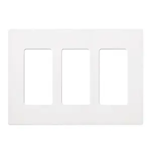 Lutron CW-3-WH Claro Standard 3-Gang Decora Screwless Wall Plate, White