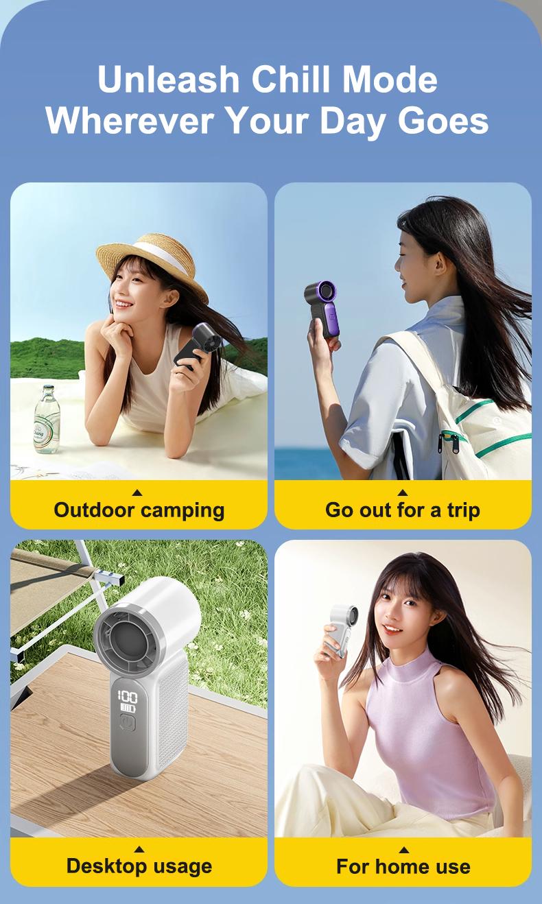 Mini Handheld Fan with LED Display, USB Rechargeable, Stylish Design, Ultra-Portable for Travel, Office, and Home Use