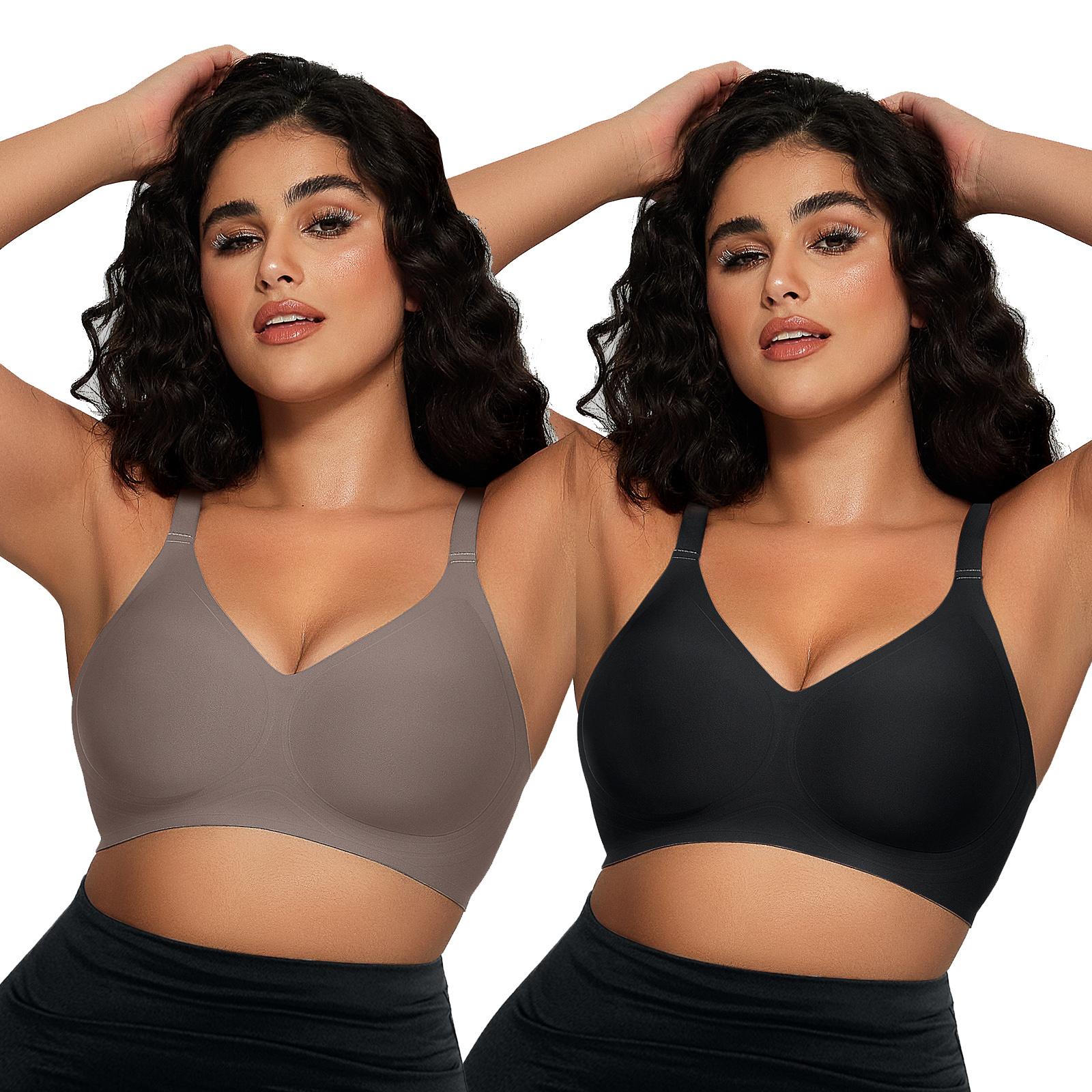 OEAK 2PCS Women Comfortable Push Up Jelly Bras Wireless Seamless Adjustable Bra Buttery Soft Everyday Tshirt V Neck Bra Convertible Bra OEAK 2PCS Women Comfortable Push Up Jelly Bras Wireless Seamless Adjustable Bra Buttery Soft Everyday Tshirt V Neck Bra Convertible Bra