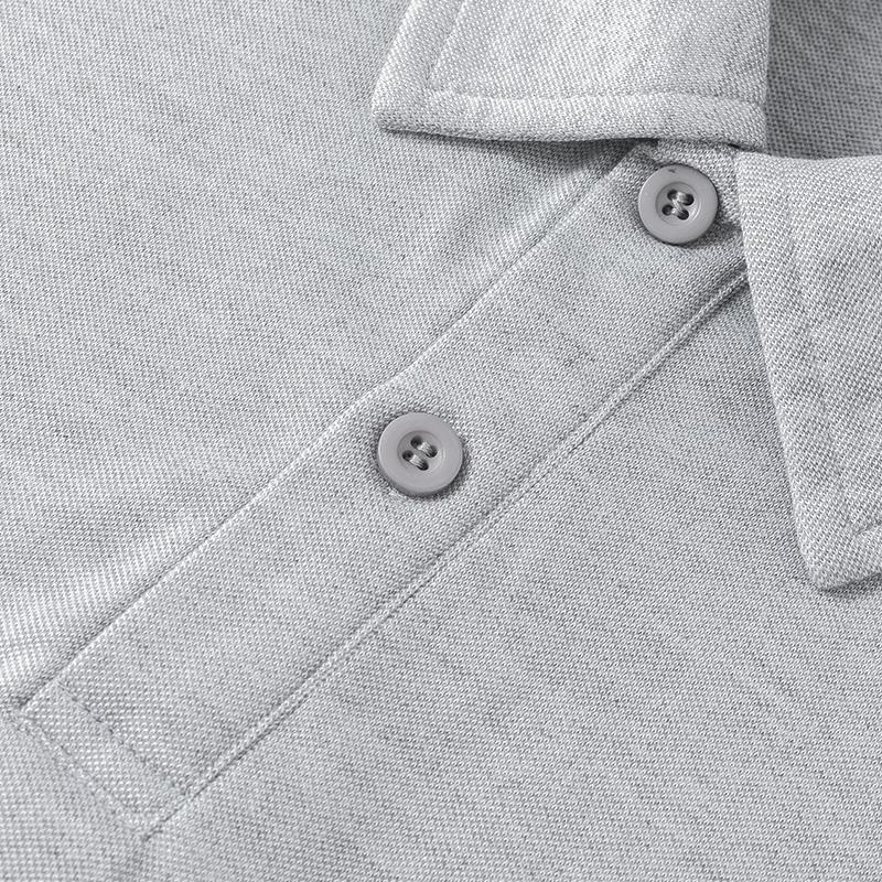 Men's Vintage Heavyweight Polo Shirt Long Sleeve T-Shirt Autumn Trendy Brand Turn-Down Collar Base Shirt Loose Top Gift for Husband Father