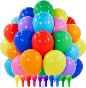 PartyWoo Assorted Colors Rainbow Balloons 100pcs 12 Inch Multicolor Colorful Primary Color Balloon for Kindergarten Graduation Party Decorations