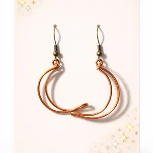 Handmade Copper Half Moon Earrings | Minimalist Crescent Moon Dangle Earrings | Lightweight Boho Jewlery