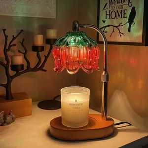 Strawberry Candle Warmer Lamp Height Adjustable Lotus Flower Design for Yankee Candles with Timer Dimmable Features Perfect Birthday Christmas Gift for Women Mom Adult 3-level brightness new home bedroom fragrance  decor