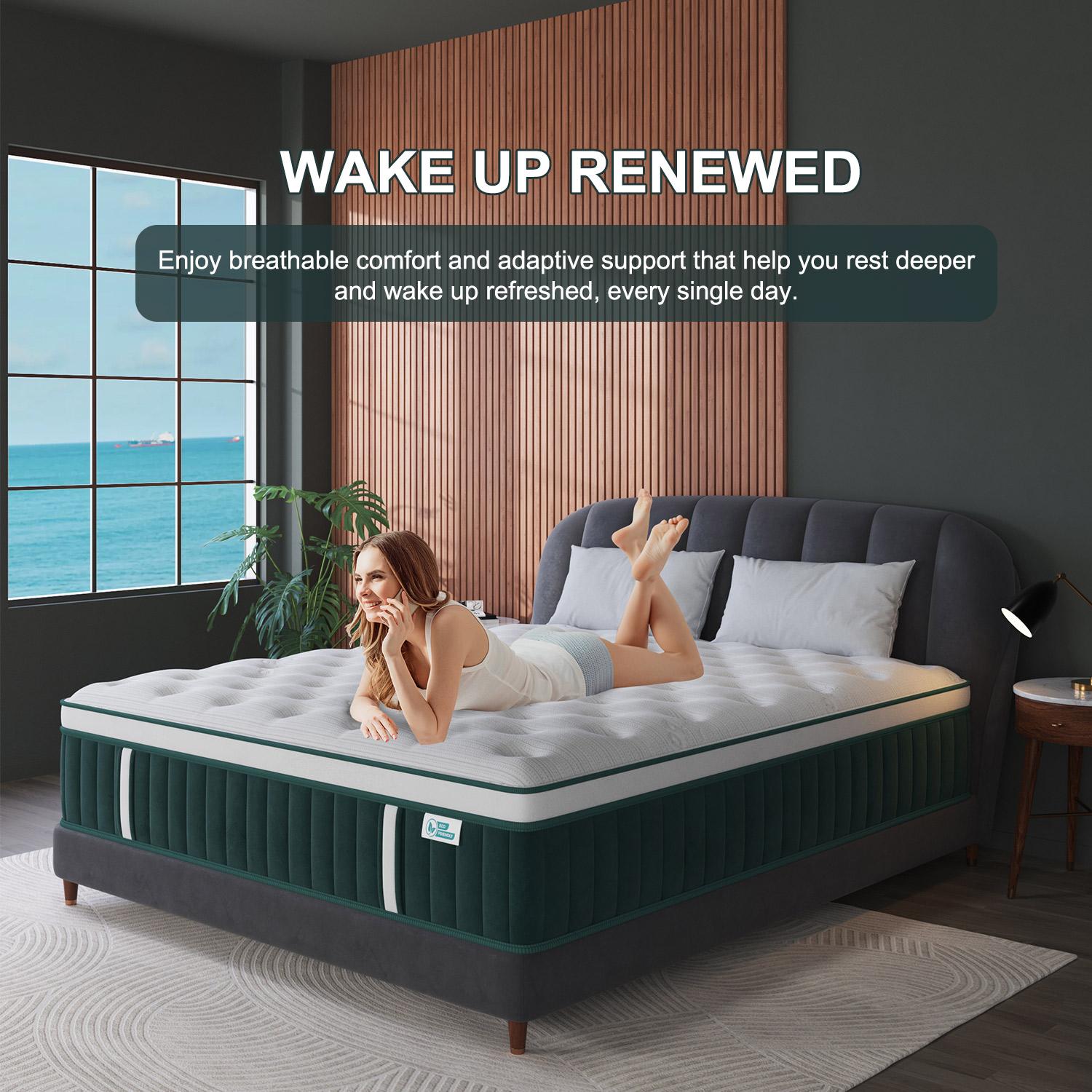 12/14Inch Mattress Twin Full Queen King Size Memory Foam Ergonomic Design Medium Firm Hybrid Mattress with Pocket Springs Gel Memory Foam for Luxurious Comfort