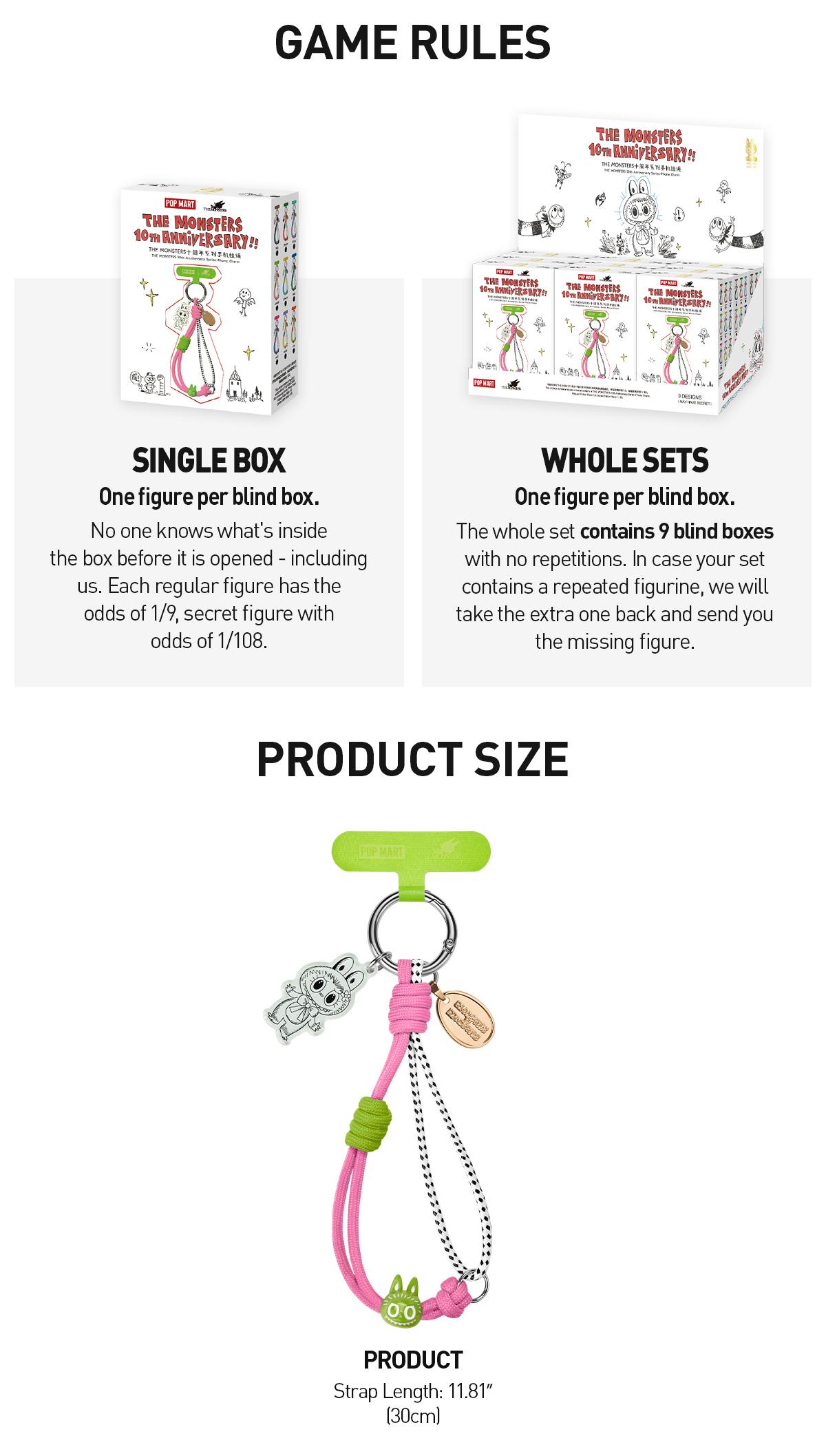 POP MART THE MONSTERS 10th Anniversary Series Phone Charm Blind Box