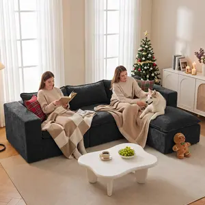 UDPATIO Boneless Couch with Chaise, Chenille Modular Sectional Boneless Sofa Big Comfy Couch with Removable Washable Cover couches for living room, Bedroom No Assembly SpringBreak