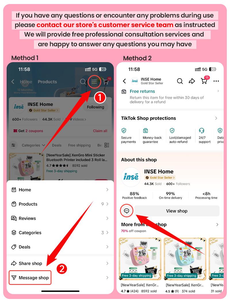 [Valentines'DaySale] XenGro Mini Sticker Bluetooth Printer included 3 Roll label Thermal Pocket Printer,Inkless Portable Printer B&W Printing Only for Study Notes, Photos, Memos, Lists, Journals Printing Machine Sticky Label, Birthday Gifts for Girls Boys