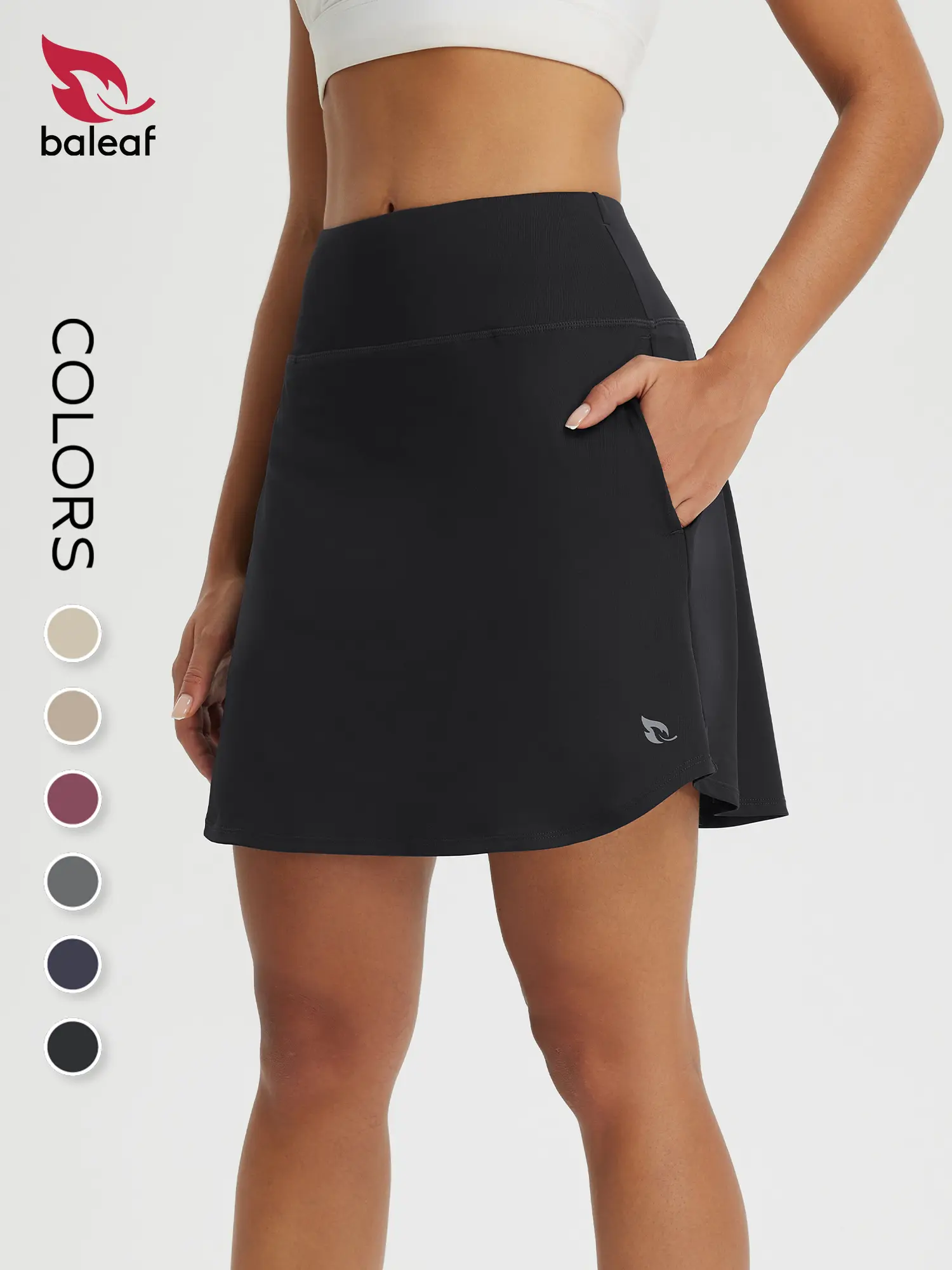 BALEAF Women's 18" Uneven Cut Designer High Waisted Silk-like Polyester Skorts for Tennis Golf Pickleball  with Liner Shorts and Pockets, Quick Dry Comfy UPF 50+ Sun Protection Active Skirts for Running Gym Travel Outdoor Casual Daily Wear Multi-Purpose