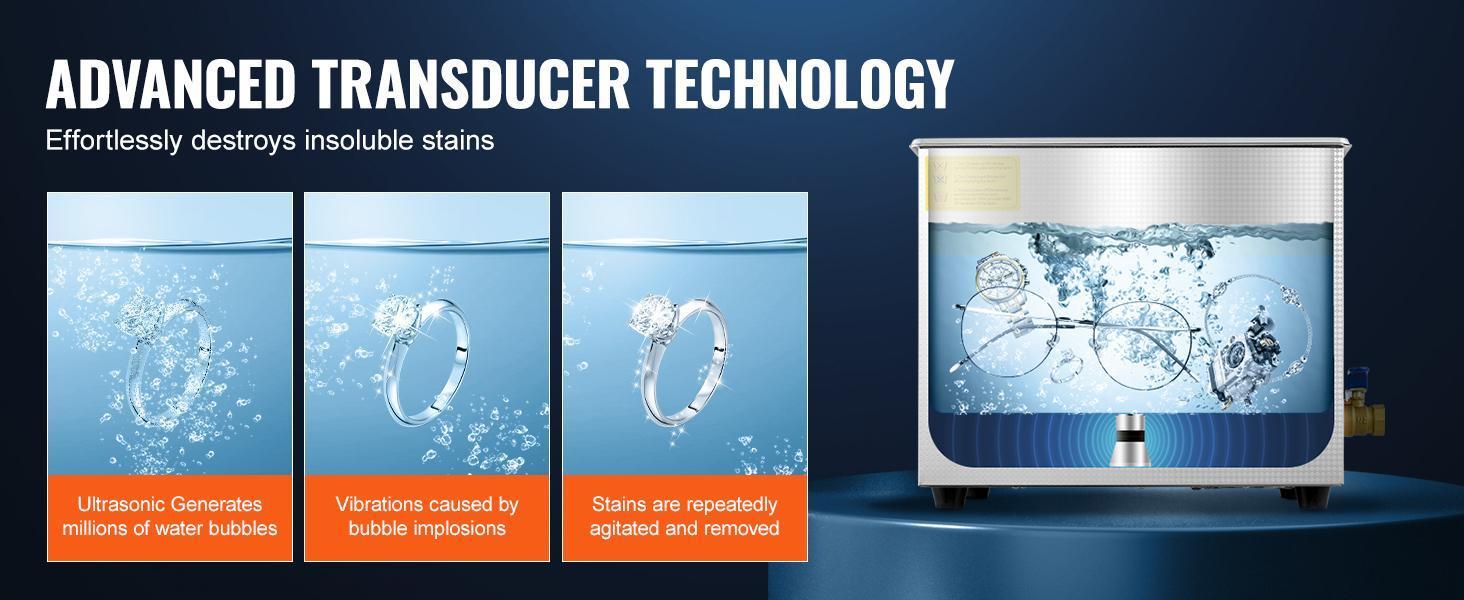 VEVOR Ultrasonic Cleaner for Professional Cleaning - Digital Timer & Heater, 40kHz Frequency and Stainless Steel Industrial Sonic Cleaner for Jewelry, Glasses, Watches, and Small Parts
