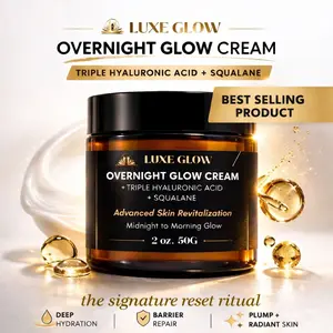 Luxe Glow Overnight Glow Cream Rich Restorative repair Night Treatment with Triple Hyaluronic Acid & Squalane for Intense Hydration Radiant Skin Glow 2 oz