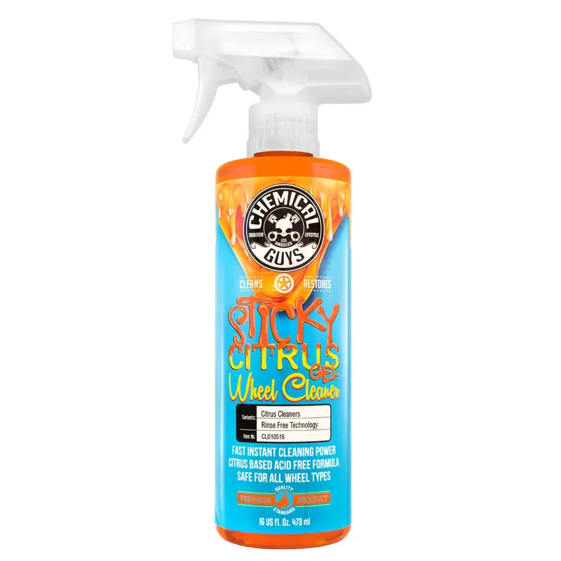 Chemical Guys Sticky Citrus Wheel & Surface Cleaner - Thick Clinging Gel Degreaser with Natural Citrus Extracts, Chrome Safe, Safe for All Wheel Types, Car Tires Cleaner, Oil/Road Grime/Brake Dust Remover, Available in 16 oz & 1 gal Sizes