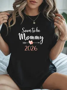 100% Cotton Women's Soon to be Mommy 2026 Maternity T-Shirt - Bump Prediction Top for 2026 Due Date, Casual Crew Neck Short Sleeve Blouse, Spring Summer Pregnancy Announcement Gift for Expecting Moms