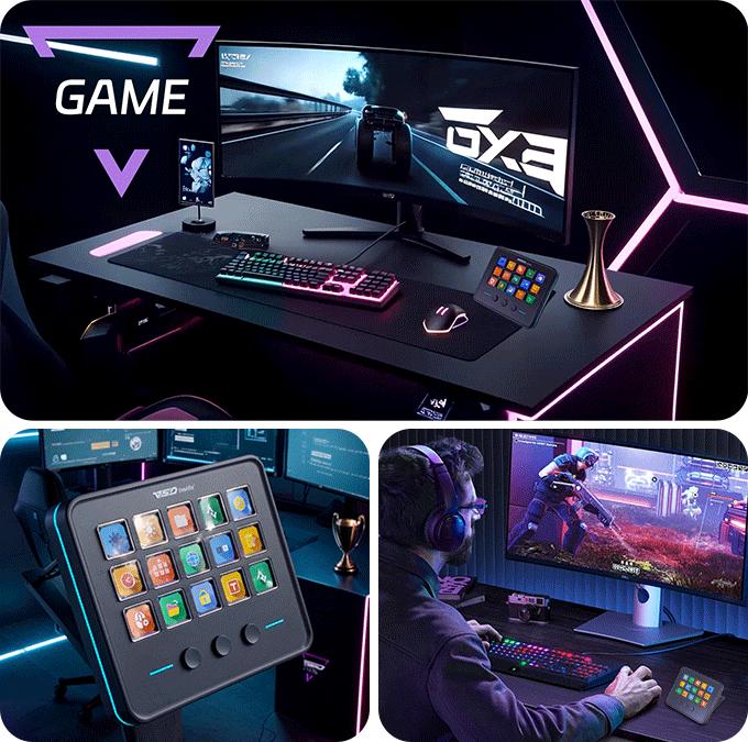 VSDINSIDE M18 V3 Macro Keypad, Stream Controller Deck Gaming Streaming Shortcut Keyboard, 18 Programmable Keys Customizable Visual AI Pad USB Soundboard for OBS, YouTube, Desk Office Setup, Laptop, PC, Mac