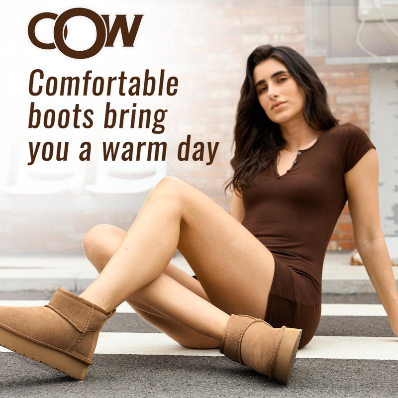 OOW Women's Snow Boots Platform Mini Boots for Women Winter Short Suede Ankle Boots Memory Foam Insole Lightweight Anti-Slip Outsole Outdoor OOW Women's Snow Boots Platform Mini Boots for Women Winter Short Suede Ankle Boots Memory Foam Insole Lightweight Anti-Slip Outsole Outdoor