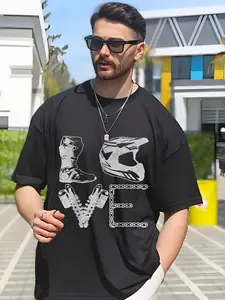 Men'S T-Shirt with Dirt Bike And Motocross Print - Casual Crew Neck Short Sleeve Top, Suitable for Everyday Wear