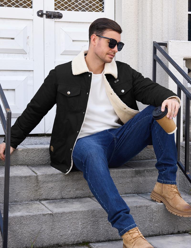 HEEKPEK Heated Jacket for Men with 18400mAh Long-Lasting Battery, 5-Zone Heated Sherpa Lined Coat for Outdoor