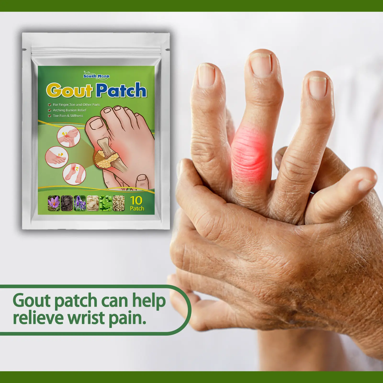 South Moon Gout Patch, Relieve Finger Toe Joint Cervical Vertebra Lumbar Pain Bunion Care Patch oint Pain Relief for Fingers Toes, Cervical & Lumbar Pain Soothing, Bunion Care Patch