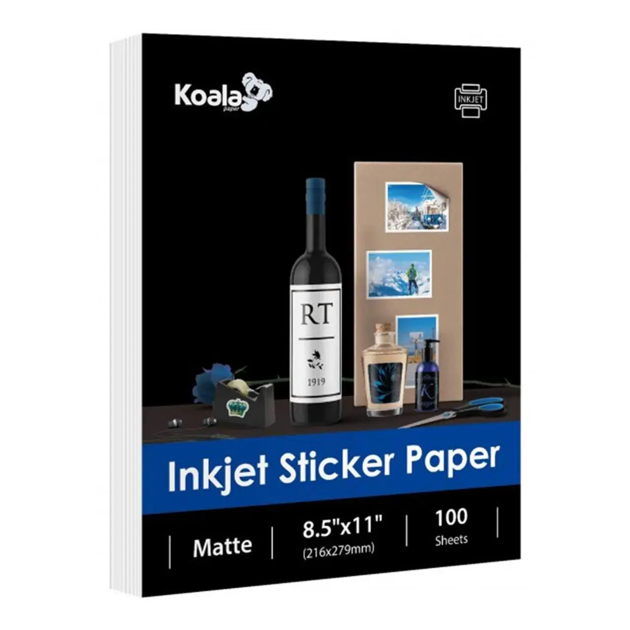 Koala Matte Sticker Paper - 100 Sheets, 8.5x11" for Inkjet & Laser Printers, Custom Logo & Business Signs, Office & Home Decoration