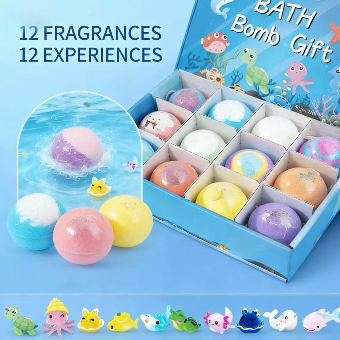 Bath Bombs for Kids with SurpriseSPRINGInside, 12 Pack Kid Bath Bombs Gift Set,Easter Basket Stuffers for Boys Girls BubbleBath with Toys Inside Skin Repair