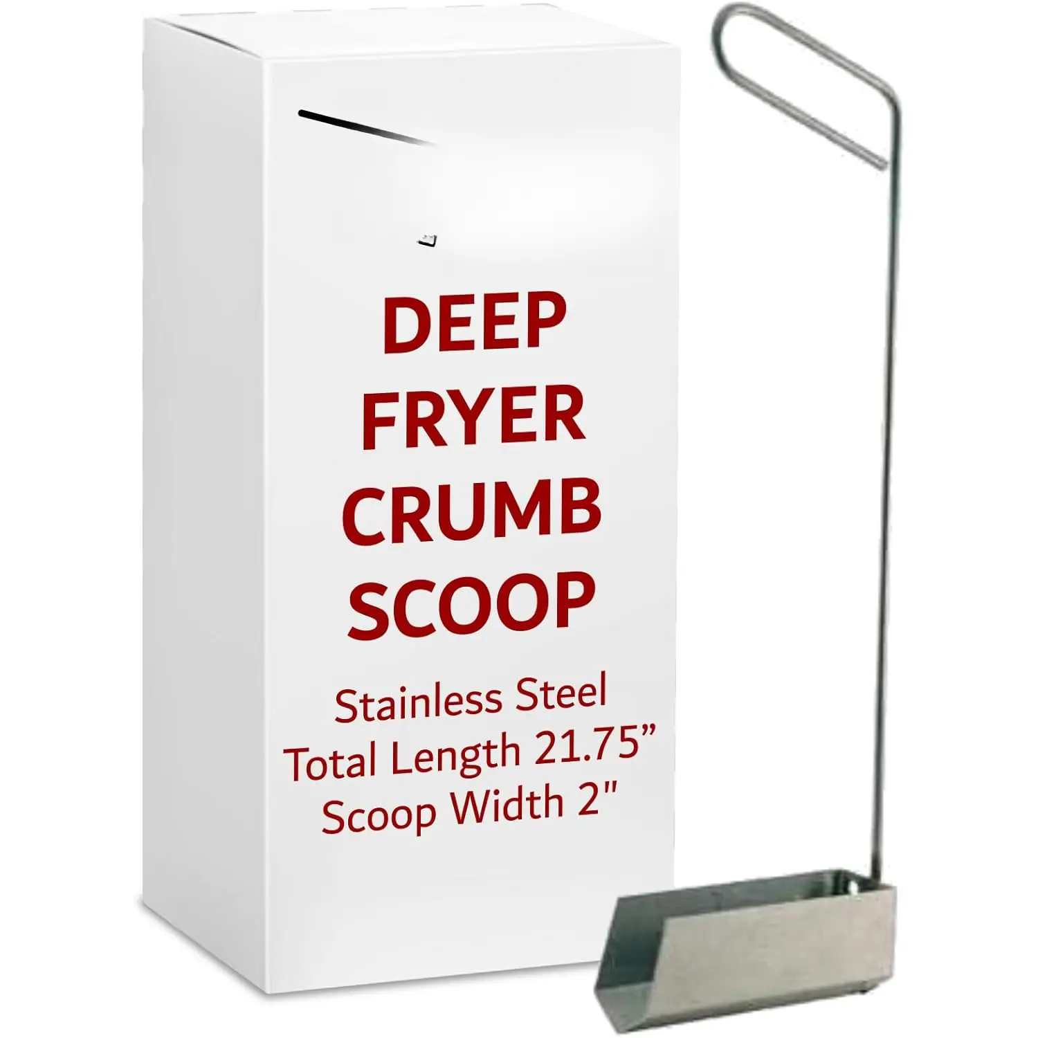 21.75 In Sturdy Stainless Steel V-Shaped Fryer Strainer Scoop - Kitchen Utensil for Deep Frying, Draining, Oil Drainage, Commercial & Household Use