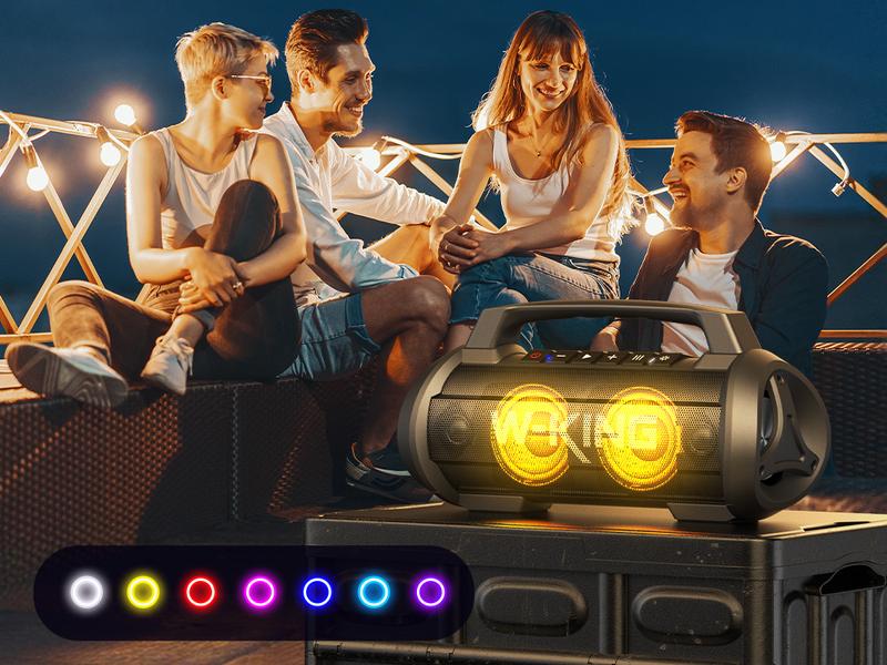 W-KING 120W Portable Bluetooth Speaker, IPX6 Waterproof Speakers Wireless Bluetooth 5.4, Loudest Speaker Bluetooth for Party, Outdoor, Pool, Beach, Large Boombox Speakers with Subwoofer/Deep Bass/DSP/Stereo Pairing/EQ/42H/Power Bank/AUX/TF