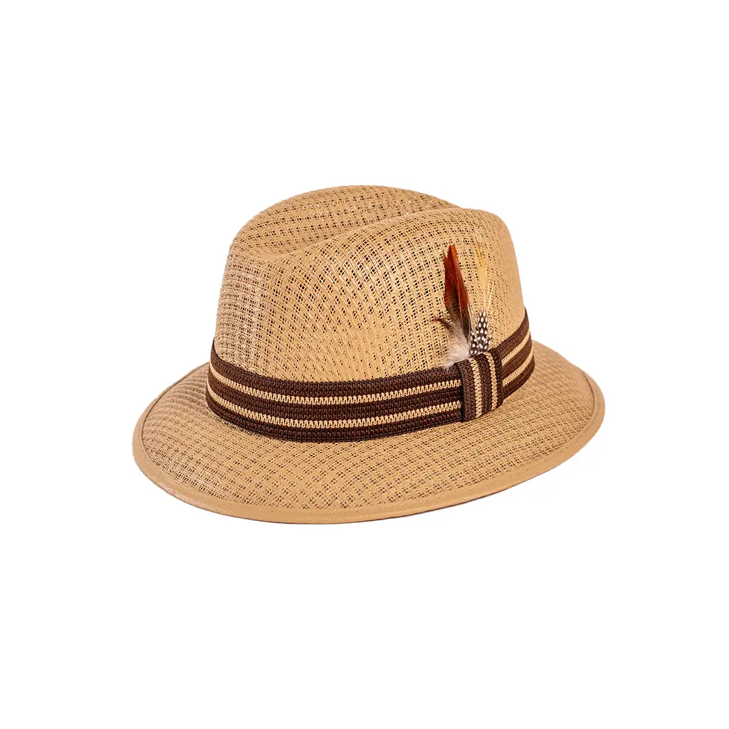 Gunthers Co Chavez Fedora Coffee Hat - Handcrafted Artisanal Fedora Hats, Low Rider Style, Art Design, Multi-Size Options, Unisex Fashion Accessory, Artisanal Hats