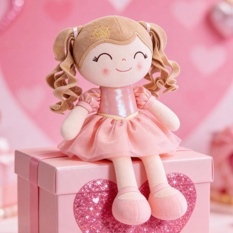Gloveleya Valentine Gift Doll Princess Heart Doll Soft Cuddle Toy for Girls Perfect Valentine’s Day Gift Idea for Kids 0 to 6 Years