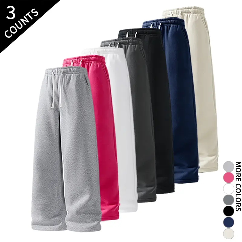 Men’s three Pack Wide Leg Sweatpants – Casual Loose Drawstring Joggers, Streetwear, Oversized Baggy Track Pants for Daily Workouts, Gym, and Running