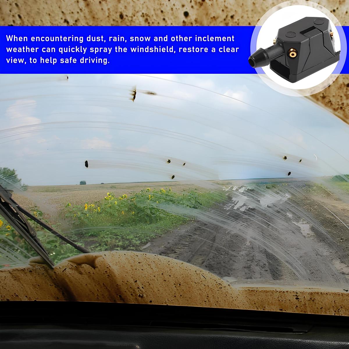 2 Pcs Front Windshield Washer Nozzles Arm Mounted 4 Hole Spray Jets Straight Pillar Sprayer for Car Truck SUV