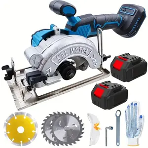 Brushless circular saw set -21V lithium battery*2, 6900 RPM. Includes dual battery, fast charger, 3 blades (wood/metal). 45° dual bevel, safe lock, rating. 15mm cut for 2.8 seconds. Lightweight, portable, dry Thanksgiving, Christmas gifts