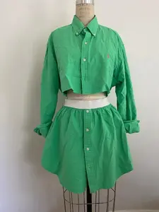Newnorm Upcycled Kelly Green Cotton Skirt Set