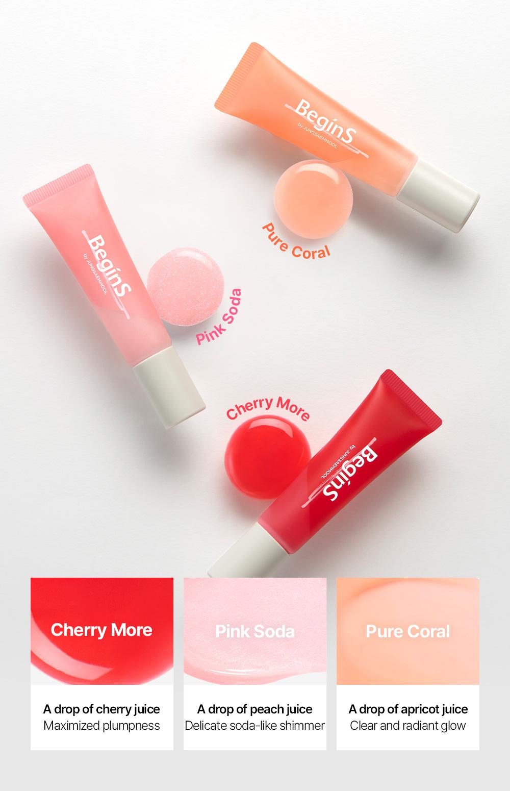 [BeginS by JUNGSAEMMOOL] Lip Care Color Oil | Korean Fruit Lip Oil | Tinted, Hydrating Shine with Cooling & 3D Plumping Effect | For Dry, Chapped Lips (0.33 Fl Oz)