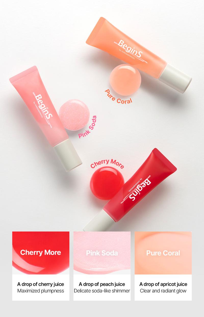 [BeginS by JUNGSAEMMOOL] Lip Care Color Oil | Korean Fruit Lip Oil | Tinted, Hydrating Shine with Cooling & 3D Plumping Effect | For Dry, Chapped Lips (0.33 Fl Oz)