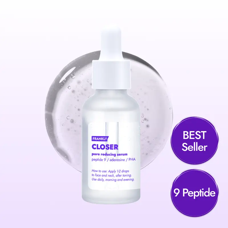 [FRANKLY] Closer Serum | Korean Pore Minimizer | 9 peptides, Vegan Collagen, Adenosine, PHA for Glass Skin,  Anti-Aging, Hydration, Improving Elasticity, Korean Skincare summervibes