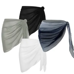 4 Pieces Women's Beach Sarong Cover Up Wraps, Bathing Suit Short Skirt Sheer Bikini Swimsuit Coverups for Swimwear