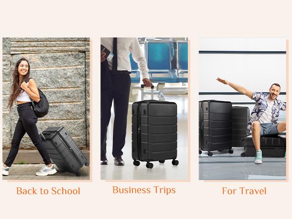 Luggage 20''/24''/28''Luggage, Hard Shell ABS Suitcase with Double Spinner Wheels, Lightweight Expandable Rolling Luggage with TSA Lock