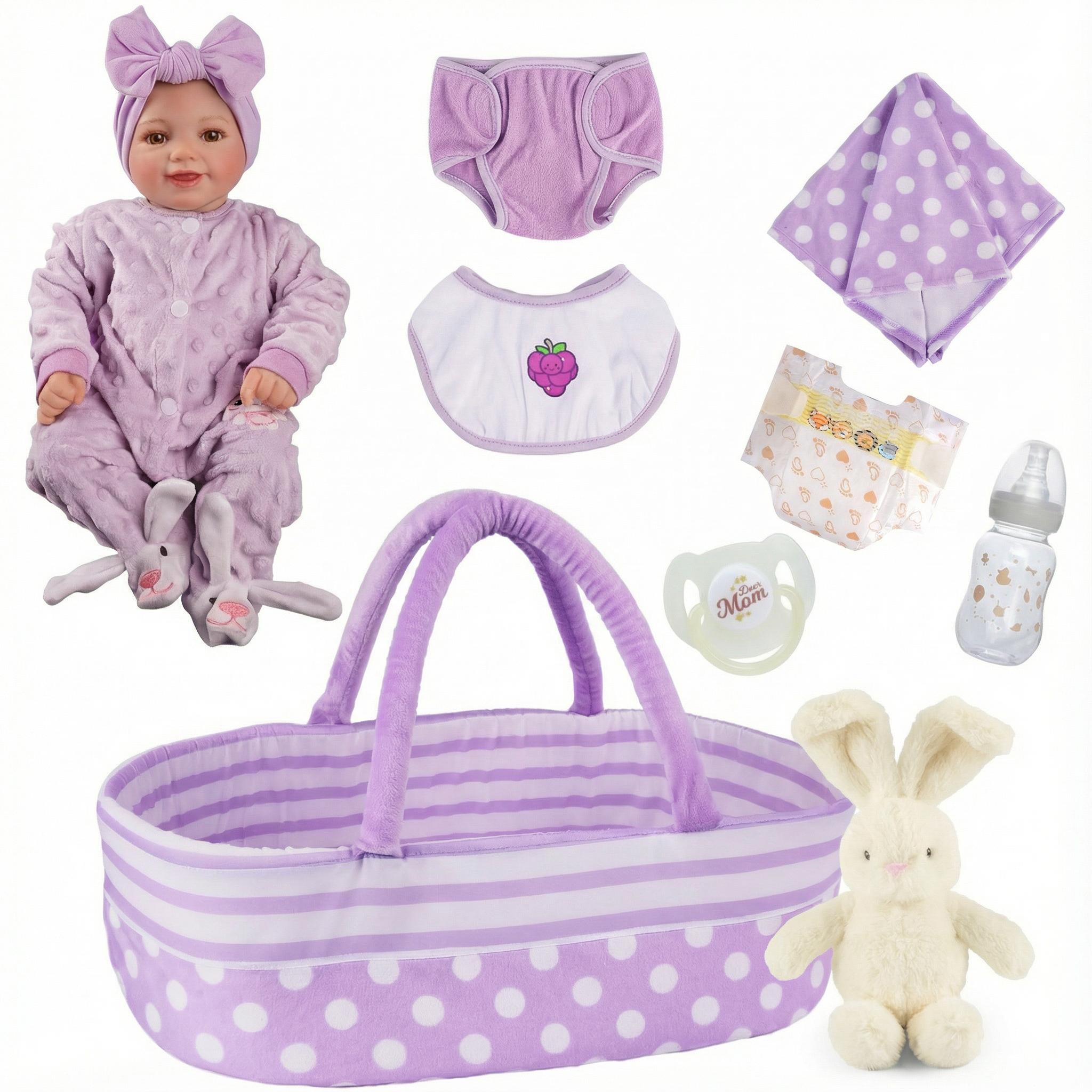 BABESIDE Lifelike Reborn Baby Dolls 17Inch Fabric body+vinyl limbs Real Life Baby Dolls with Toy Accessories For kids Age 3+ Suitable gifts for Mother's Day Valentine's Day Children's Day & Christmas