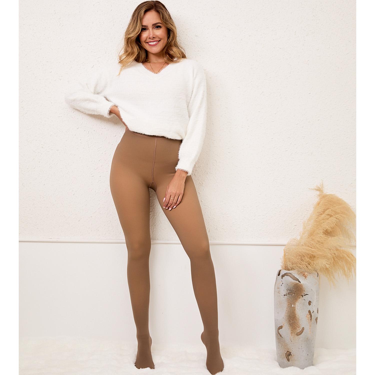  Women's Fleece Lined Tights Fake Translucent Warm Thermal Pantyhose Fake Sheer Thick Leggings Ladies Under Dress for Winter with Plush Inner Layer,High quality  Faux fur Tights,Soft and Breathable,Hight Stretch,Everyday,Minimalist,Slim.