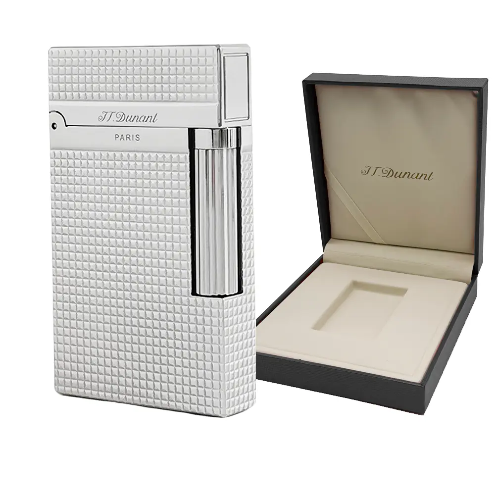 DUNANT Silver-Plated Diamond Engraved Luxury Lighter - No Fuel, Refillable, Adjustable Flame, Soft Flame Control, Narrow Edge, Elegant Artistry, Silver Metal Gift for Boyfriend (TikTok Shop Lighter Accessory)