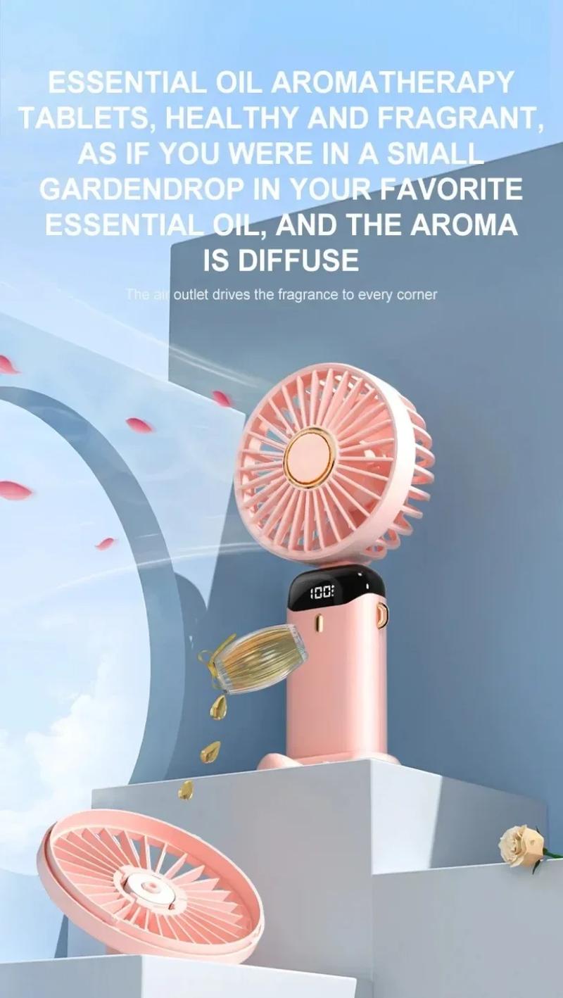 Portable handheld turbine fan, 5 wind speeds, powered by a 4000mAh battery, 3-in-1 rechargeable handheld fan, suitable for outdoor activities, travel, work, and summer use. Selected products