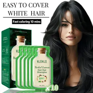 Natural Black Bubble Hair Dye Shampoo, Botanical Plant Hair Color for Gray Hair Coverage, Conditioning Bubble Dye Shampoo, Easy Home Use, 20ml x 10 Packs